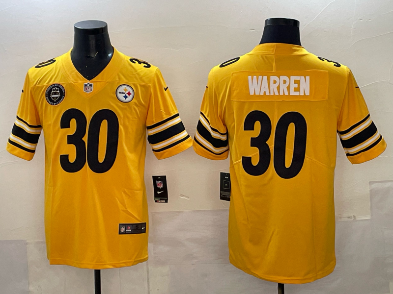 Men Pittsburgh Steelers #30 Warren yellow Nike NFL Jersey 001